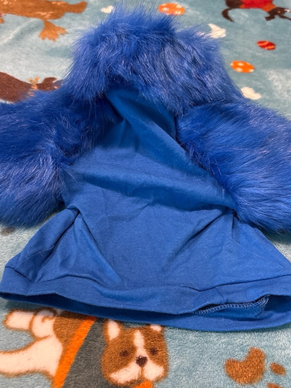 Kids Blue Faux Fur Trim Hooded Coat small/medium